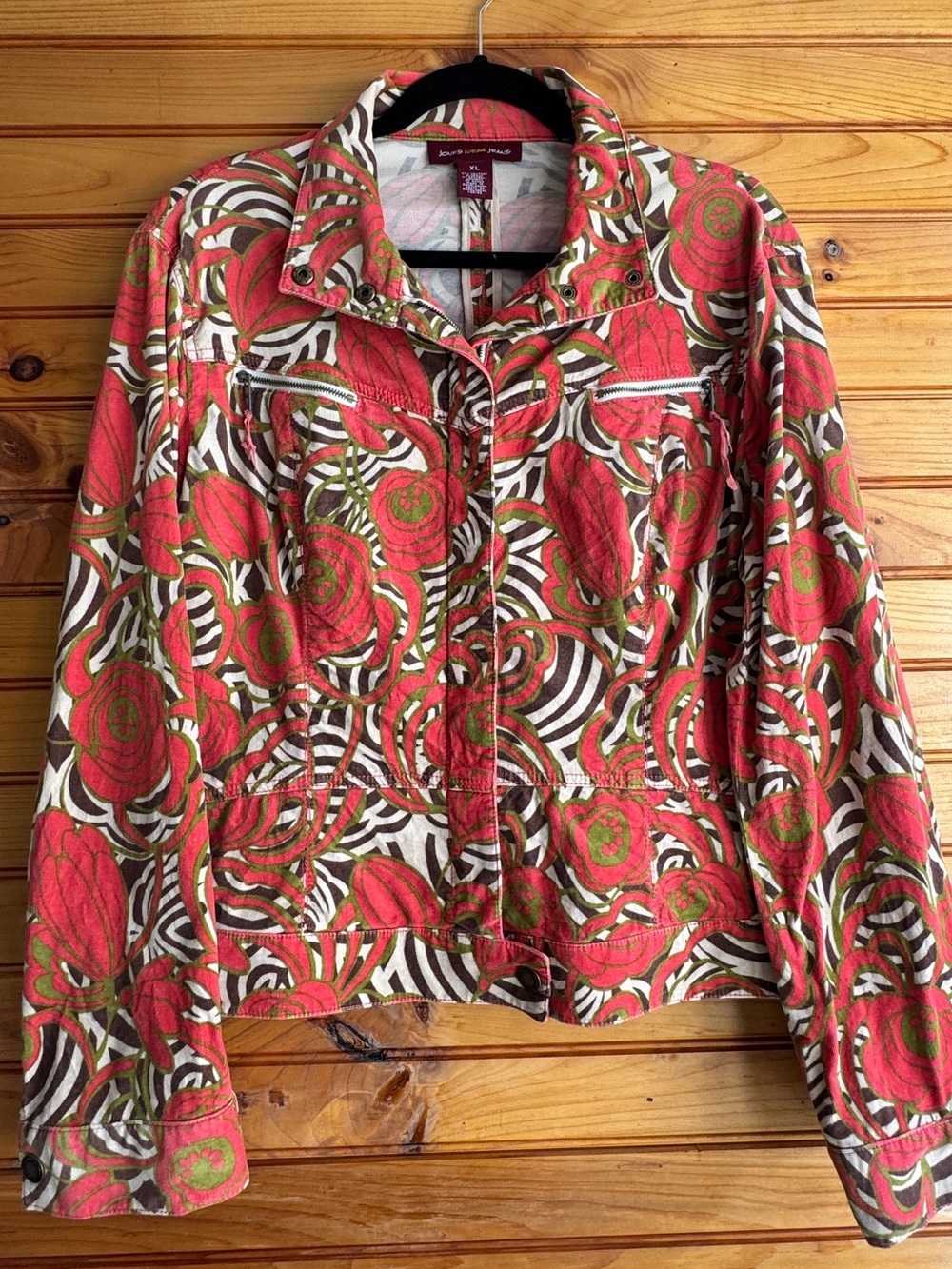 Jones Wear Jeans Floral Corduroy Jacket XL Retro Mod Statement Jacket